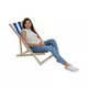 Beukenhouten Tuin- en Strandstoel rood-wit – inklapbaar en comfortabel