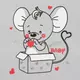 Babykleding - 2-delige set - Grijze trui met knopen - Mouwloze romper met muis en hartjes