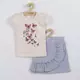 Kinderset - T-shirt met vlinders - Rokje met ruches - Maat 80 (9-12m)