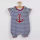Baby Romper - Gestreept - Marineblauw met Rood-Anker - Maat 56 (0-3 maanden)