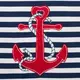 Baby Romper - Gestreept - Marineblauw met Rood-Anker - Maat 56 (0-3 maanden)
