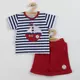 Babyset - T-shirt en shorts - Maat 56 (0-3 maanden) - Strepen en schip