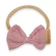 babyaccessoires - hoofdband - lichtbruin elastisch - roze strik