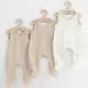 Rompertjes - 3-pack - 100% katoen - Mouwloos - Beige - Dino
