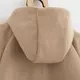 Kinderjas - Beige - Capuchon - Visgraatpatroon - Houten knopen