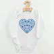 Baby bodysuit - Print met hartje - Folk patroon - Blauw