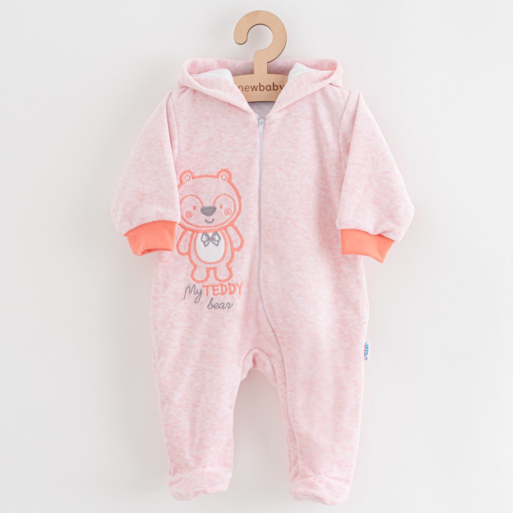 Pyjama - Jumpsuit met Capuchon - Teddybeer Afbeelding - Roze