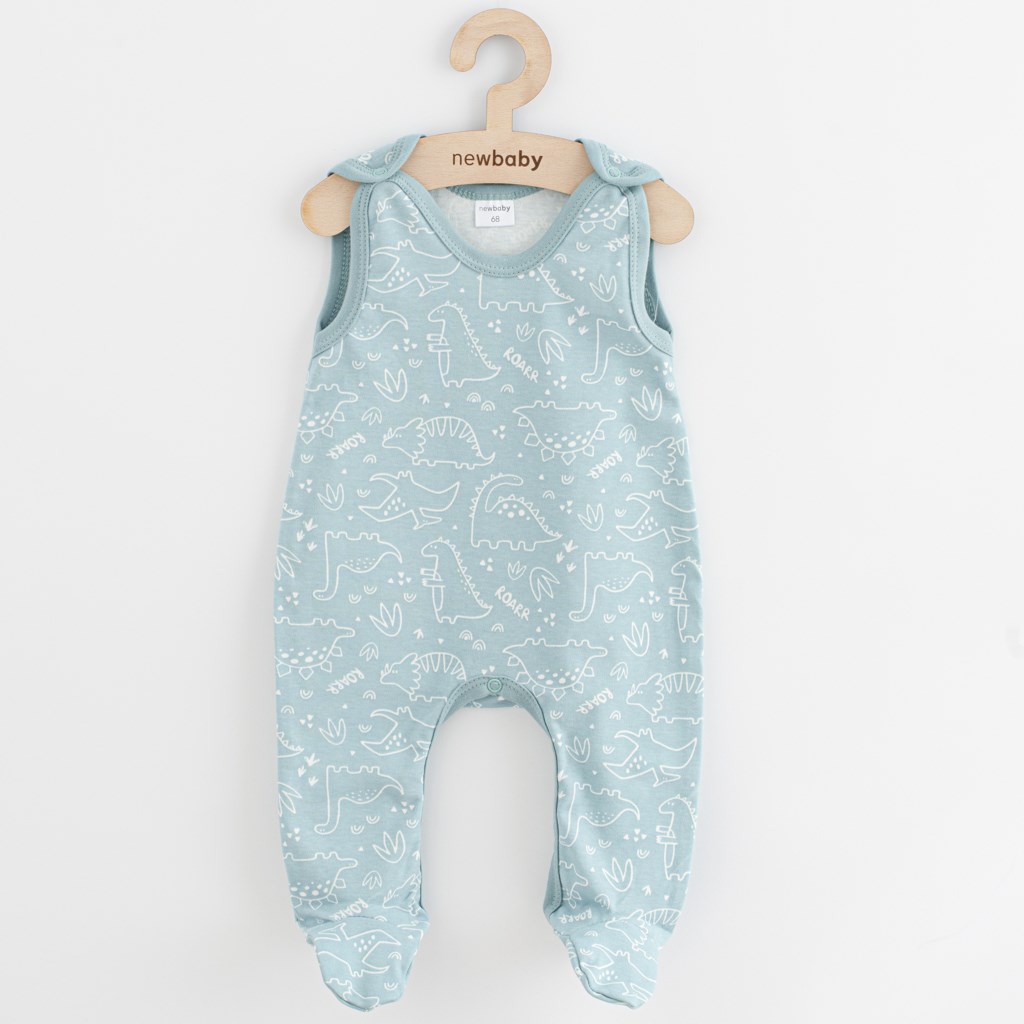Baby romper - Lange pijpen - Lichtblauw - Dino en bladeren