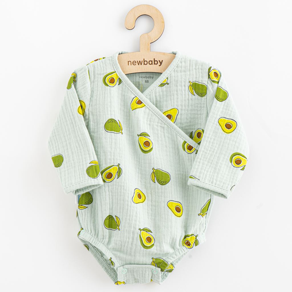 Baby Romper - Katoen - Lange Mouwen - Avocado Patroon - Maat 80 (9-12m)