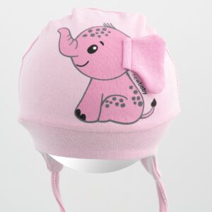 Babyhoedje - Roze - 3D-Oortjes - Olifantillustratie - 100% Katoen