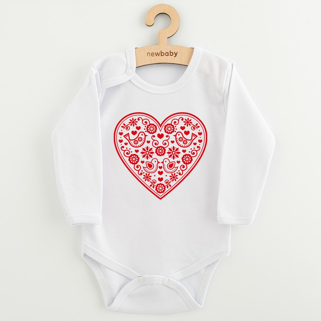 Babyromper - Lange mouwen - Folkloristisch patroon - Rood hart