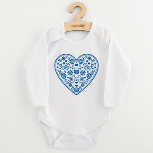 Babyromper - Folk patroon - Blauw hart - 100% katoen - Baby kleding
