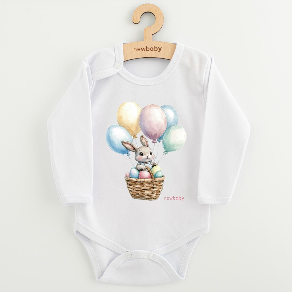 Baby bodysuit - konijn - ballonnen - lange mouwen - 100% katoen
