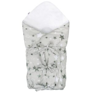 New Baby inbakerdoek grijze sterren 70x70 cm - Inbakerzak
