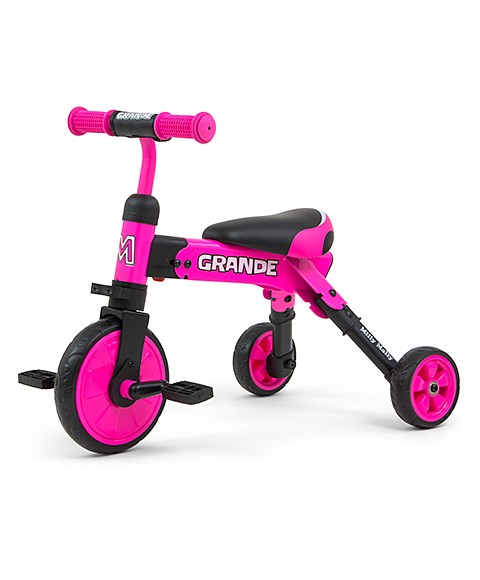 Milly Mally Grande 2in1 driewieler roze opvouwbaar - Kinderdriewieler