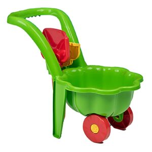 BAYO Daisy kinderkruiwagen groen met schep en hark - Speelgoedkruiwagen