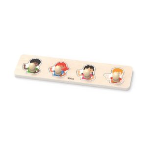 Viga Houten Kinderpuzzel met Handvatten Huidskleuren - Babypuzzel