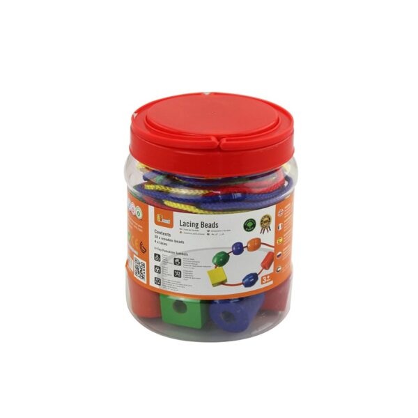 Viga houten rijgkralen 30 stuks multicolor - Rijgspeelgoed