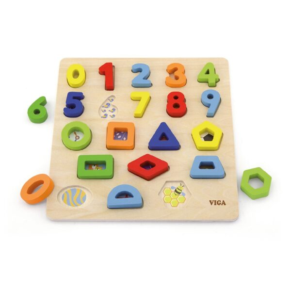 Viga Houten Cijfers en Vormen Puzzel - Puzzelsorteerbak