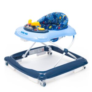 Baby Mix loopstoel met stuurwiel en siliconen wielen blauw - Loopwagen