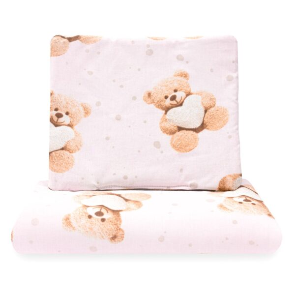 New Baby velvet kinderwagen set teddybeer roze - Dekbed set