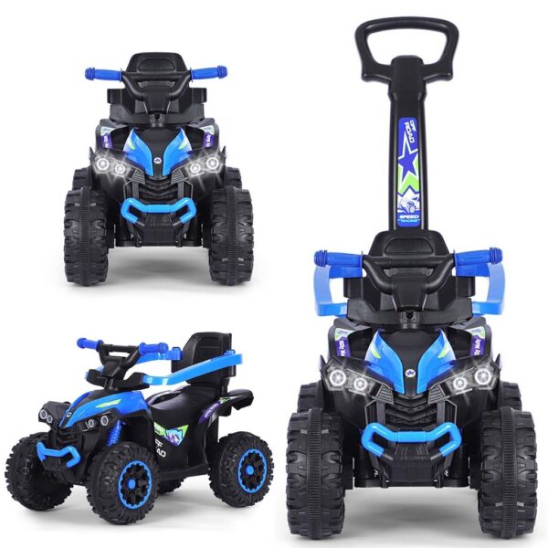 Milly Mally Wild loopauto 3in1 blauw met duwstang - Quad